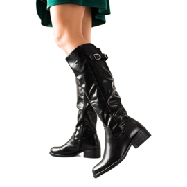 Small Swan Botas cálidas con cuero ecológico negro