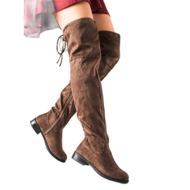 TRENDI Botas cómodas por encima de la rodilla marrón
