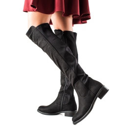 Lovery Botas de gamuza cómodas negro