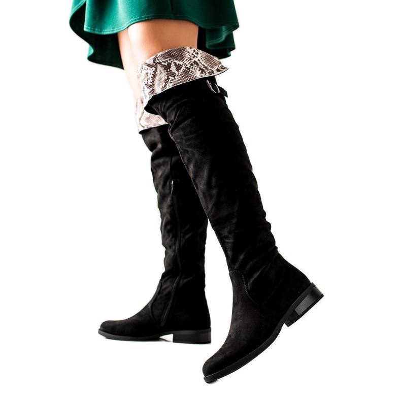 W. Potocki Botas con un Potocki enrollado negro W. Potocki Botas con un Potocki enrollado negro