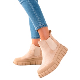 TRENDI Botines Chelsea con estilo en la plataforma beige