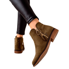 Super Me Botas con cremallera dorada verde Super Me Botas con cremallera dorada verde