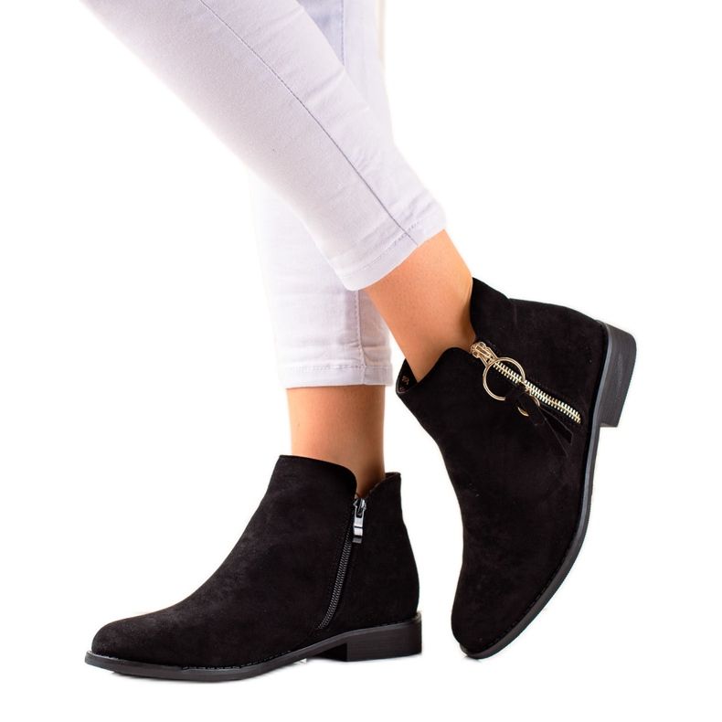 Super Me Botas con cremallera dorada negro Super Me Botas con cremallera dorada negro