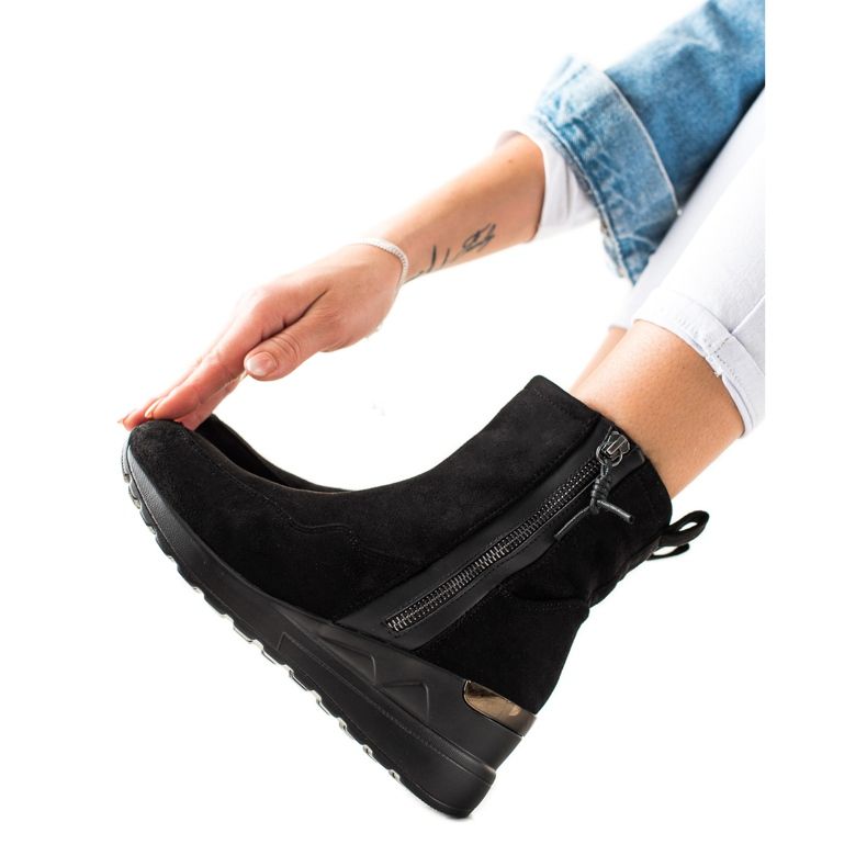 Evento Botines de ante con cuña negro Evento Botines de ante con cuña negro