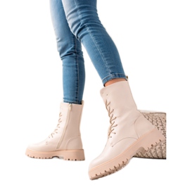 Bona Botas beige Trappers de cuero ecológico Bona Botas beige Trappers de cuero ecológico