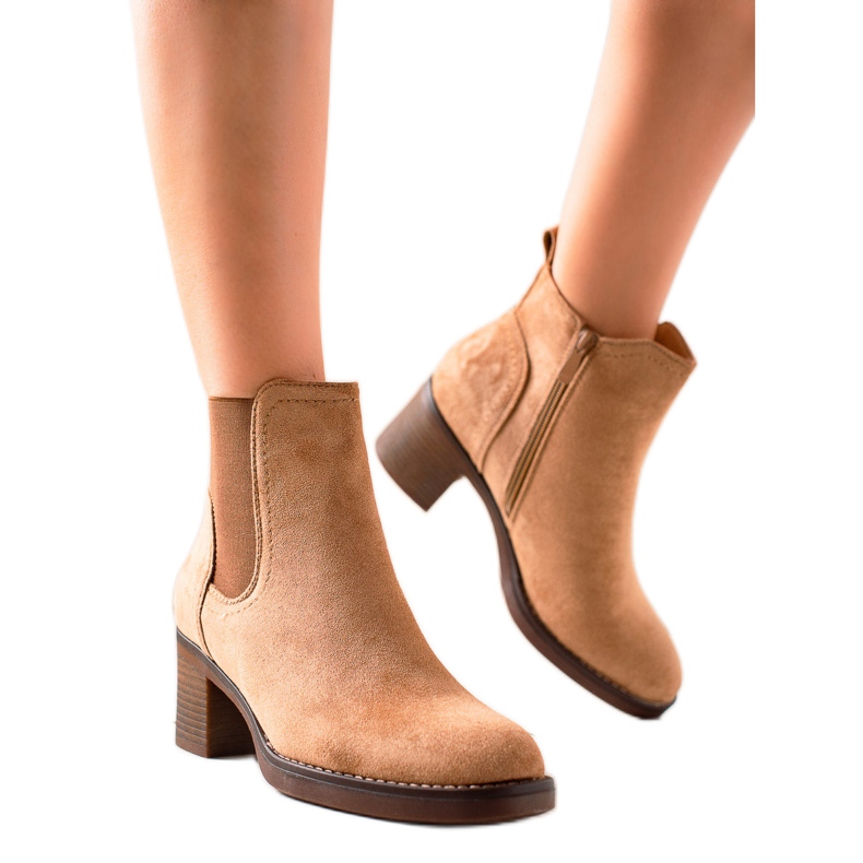 Seastar Botas de ante de tacón alto beige marrón Seastar Botas de ante de tacón alto beige marrón