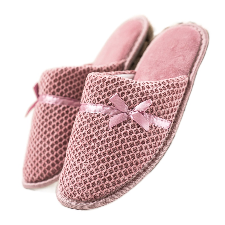 TRENDI Pantuflas rosas con lazo rosado TRENDI Pantuflas rosas con lazo rosado