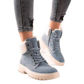 Goodin Tramperos con estilo hechos de cuero ecológico beige azul