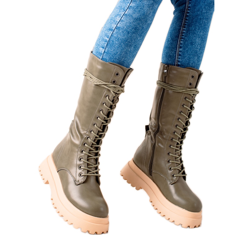 Seastar Botas altas con cuero ecológico caqui verde