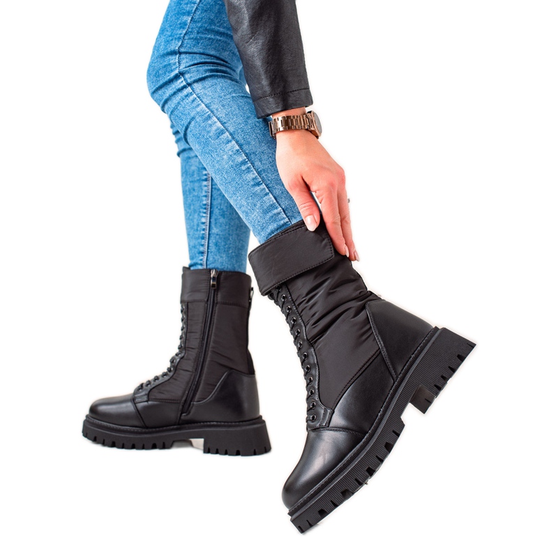 Weide Botas altas con cordones negro Weide Botas altas con cordones negro