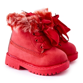 FR1 Botas Infantiles Trappers Aisladas con Piel Roja Tesoro rojo