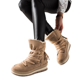 TRENDI Botas para la nieve de ante marrónes beige