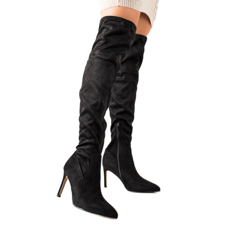 Evento Botas sexy hasta el muslo en un tacón alto negro
