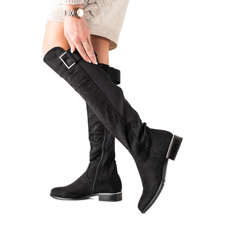 Queentina Botas planas con estilo negro