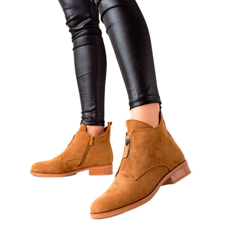 Camo Botas abrigadas con cremallera marrón amarillo Camo Botas abrigadas con cremallera marrón amarillo