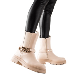 TRENDI Botas altas con cadena beige
