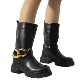 Botas negras acolchadas con cadena Harrison negro Botas negras acolchadas con cadena Harrison negro