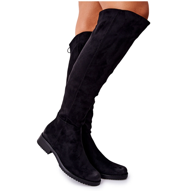 Vinceza Botas Planas De Ante De Mujer Negro Ardmore