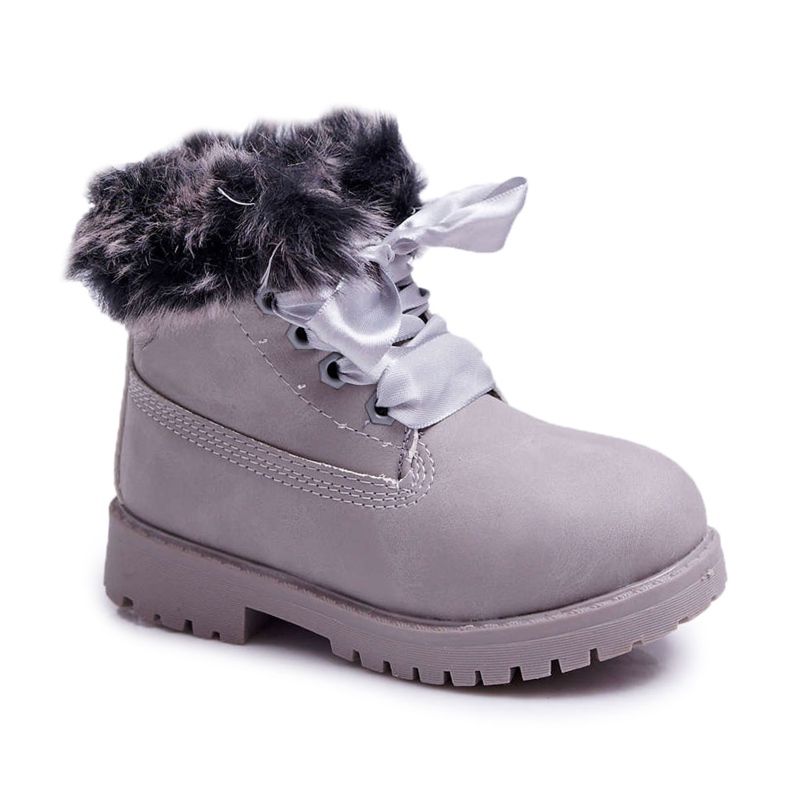FRROCK Botas Infantiles Calentadas Con Piel Trappers Tesoro Gris FRROCK Botas Infantiles Calentadas Con Piel Trappers Tesoro Gris