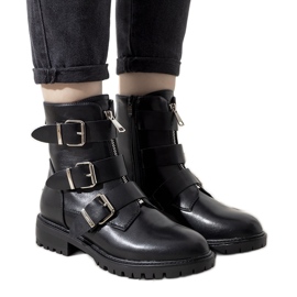 Botas negras acolchadas con cremallera decorativa negro