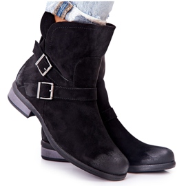 POTOCKI Botas Renisse de ante negro con hebillas