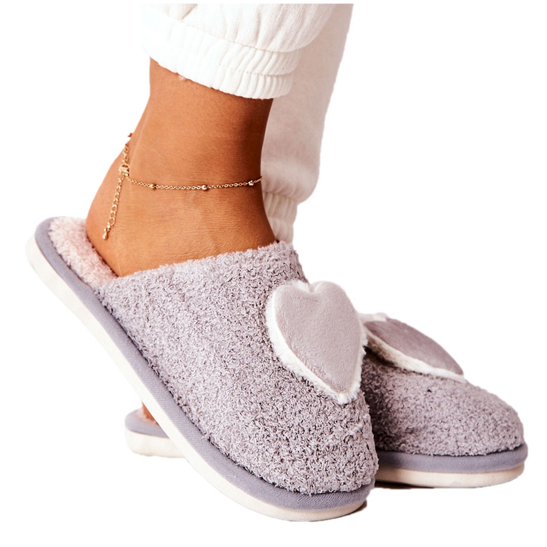 Pantuflas grises Heartbeat para mujer