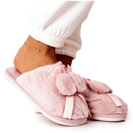 Pantuflas De Piel Con Pompones Pamppies Rosas rosado
