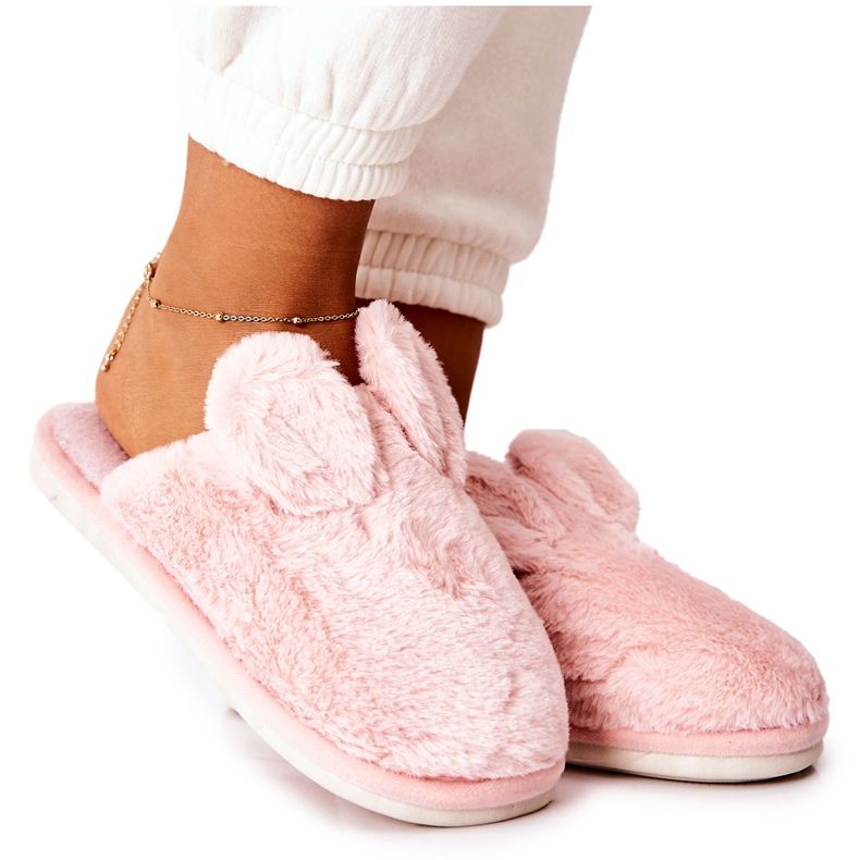 Pantuflas De Piel Con Orejas De Thorpe Rosa rosado