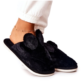 Pantuflas de Piel con Orejas de Thorpe Negras negro