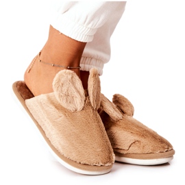 Pantuflas De Piel Con Orejas De Thorpe Beige marrón