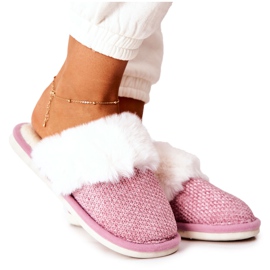 Pantuflas rosa cálido con piel Flamarin beige
