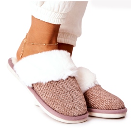 Pantuflas Calientes Con Piel Flamarin Marrón Claro beige