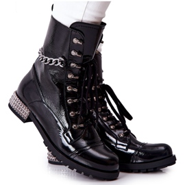 Botas de cuero Workers On Heel Laura Messi Negra 2209 negro