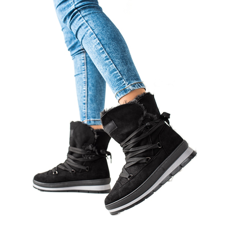 TRENDI Botas para la nieve de ante negras negro