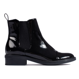 TRENDI Elegantes botines Chelsea lacados negro