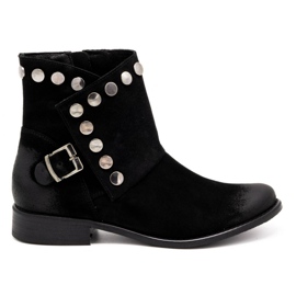 Exquisite Bota mujer piel con tachuelas 1198 negro
