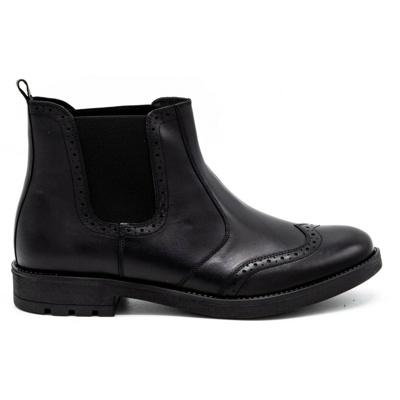 Olivier Botas Chelsea de hombre, brogues de piel 7003KB negro