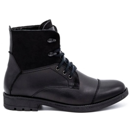 Olivier Botas de invierno para hombre en piel 7004KB negro