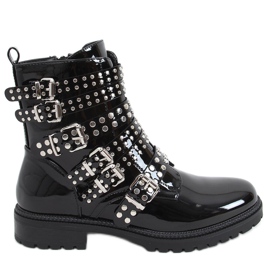 Botas lacadas con tachuelas Tatum Black Mirror negro