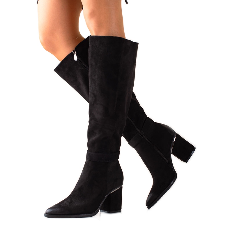 W. Potocki Botas negras de ante Potocki negro