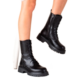Bona Botas negras Traper con cuero ecológico negro