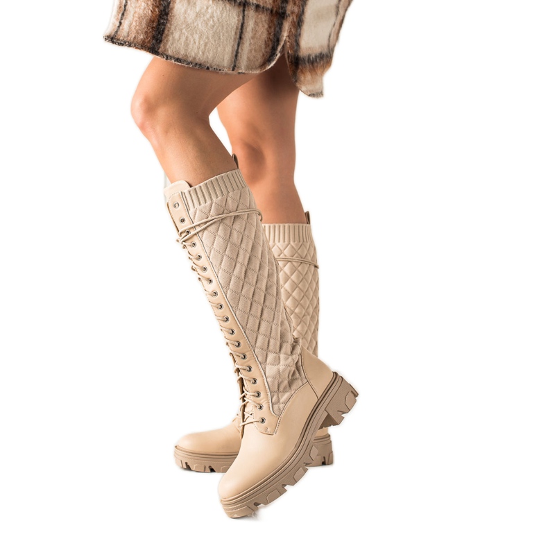 TRENDI Botas de trabajo acolchadas beige