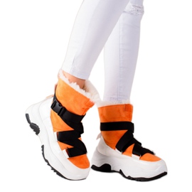 TRENDI Botas de nieve deportivas blanco naranja