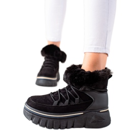 TRENDI Botas de nieve en la plataforma con piel negro