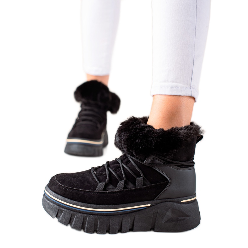 TRENDI Botas de nieve en la plataforma con piel negro