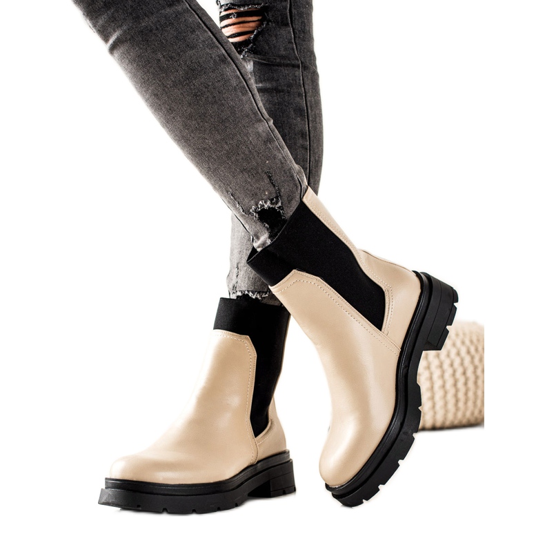 TRENDI Botas Chelsea de moda beige negro