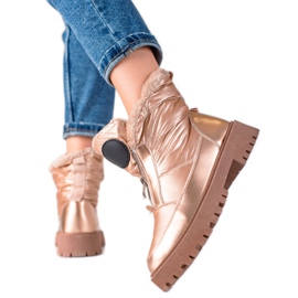 TRENDI Botas de nieve doradas brillantes dorado
