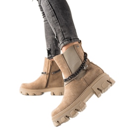 Goodin Botas abrigadas con cadenas beige
