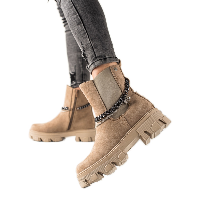 Goodin Botas abrigadas con cadenas beige