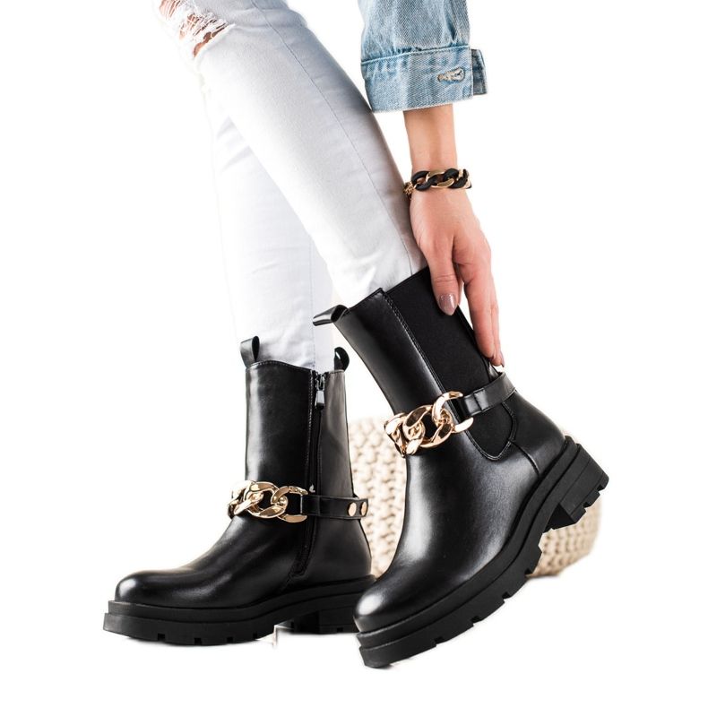 TRENDI Botas altas con cadena negro TRENDI Botas altas con cadena negro